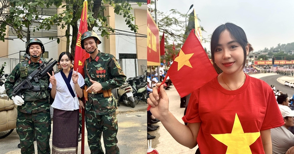 Hot girl Lào vượt 500km đến Điện Biên, chụp ảnh cùng bộ đội Việt: "Quá mê các anh lính diễu hành"