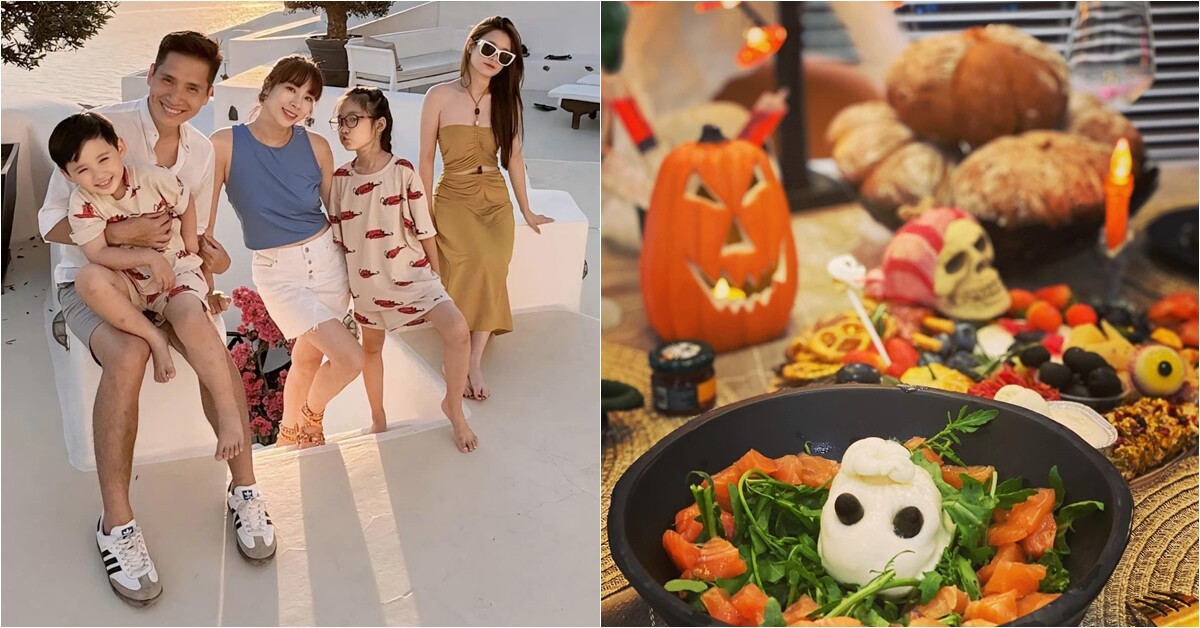 Vợ BTV đông con khoe tiệc Halloween hoành tráng tại nhà, có món "ngón tay máu" rùng rợn